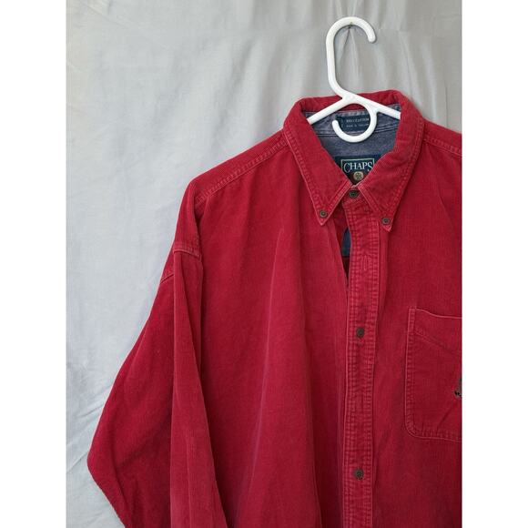 Ralph Lauren Polo Chaps Corduroy Button Up Red Shirt Long Sleeve Blaire Large - Picture 3 of 16